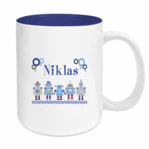 Tasse blau Roboter