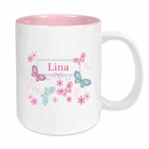 Tasse rosa Schmetterlinge