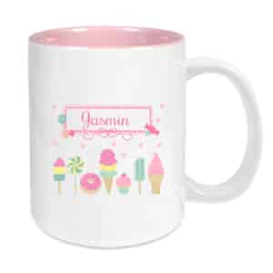 Tasse rosa Süssigkeiten